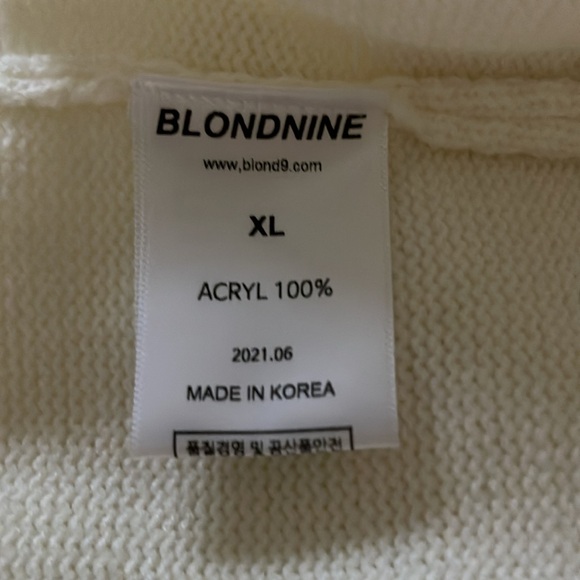 BLONDNINE Unisex Cream and Pink Long Sleeve V-neck Sweater Size XL EUC - Picture 8 of 8